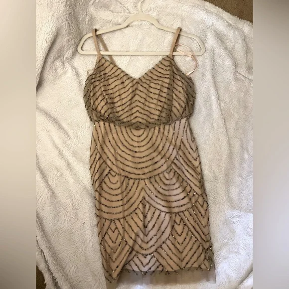 adrianna papell sleeveless beaded cocktail dress Adrianna Papell